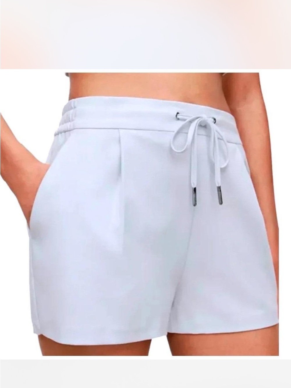 AllSaints Aleida Tri Shorts Powder Blue Pleated Drawstring Trouser size 6